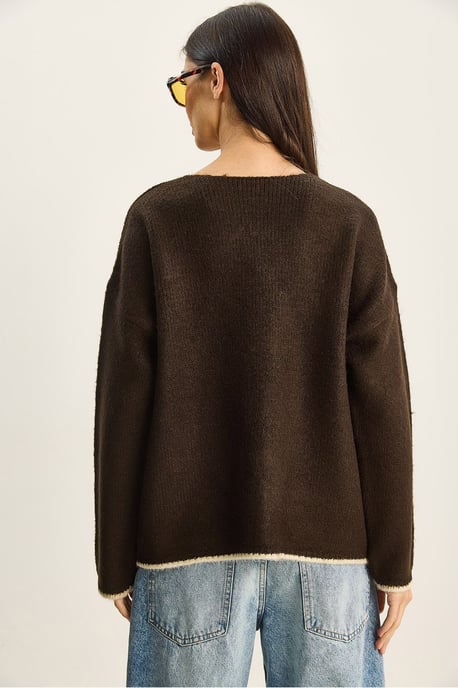 Oversized Knit Cardigan with Tie Closure - Image 6
