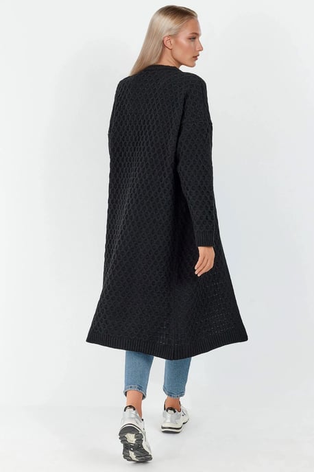 Långt Ribbade Randiga Zip-Front Kofta - Image 3