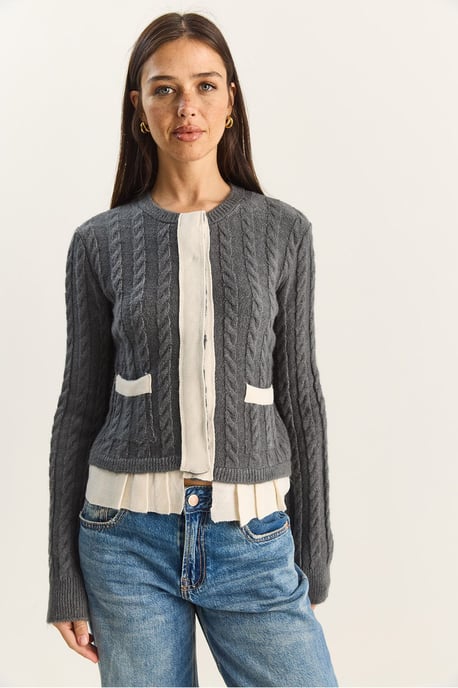 Hair Beard Patterned Knit Cardigan - Image 2
