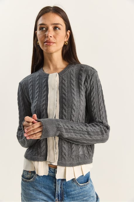 Hair Beard Patterned Knit Cardigan - Image 4