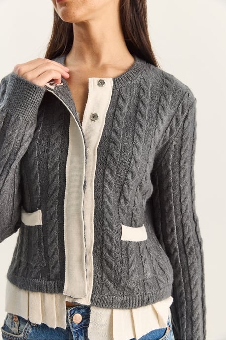Hair Beard Patterned Knit Cardigan - Image 6