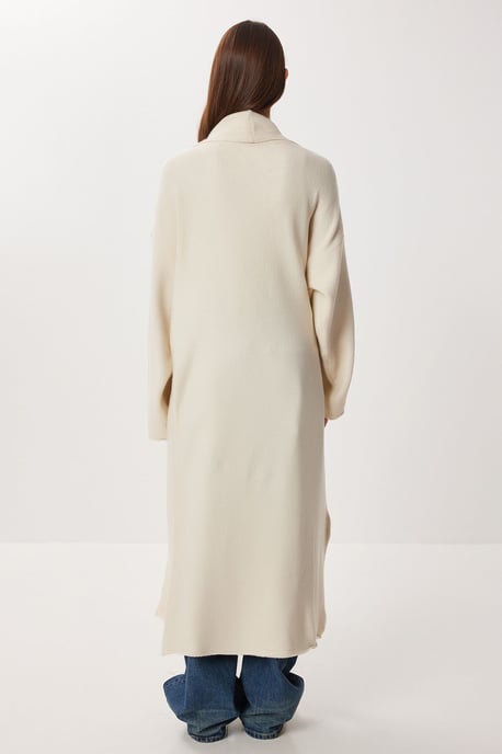 Överdimensionerad öppen krage lång stickad cardigan - Image 5