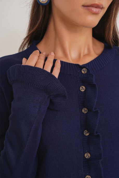 Volangribbad stickad cardigan - Image 3