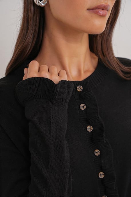 Volangribbad stickad cardigan - Image 5