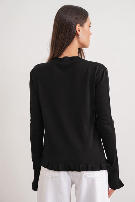 Volangribbad stickad cardigan - Image 6