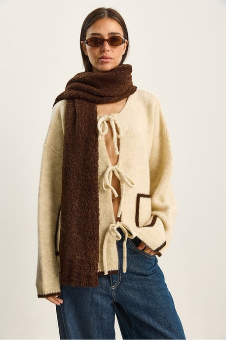 Oversized Knit Cardigan med Knytning - Image 2