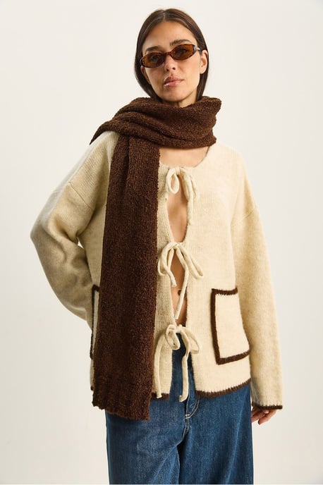 Oversized Knit Cardigan med Knytning - Image 3