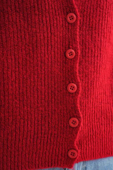 Gestructureerde V-hals Knop Cardigan - Image 6
