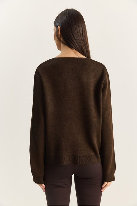 Geknoopte Gebreide V-hals Cardigan - Image 5