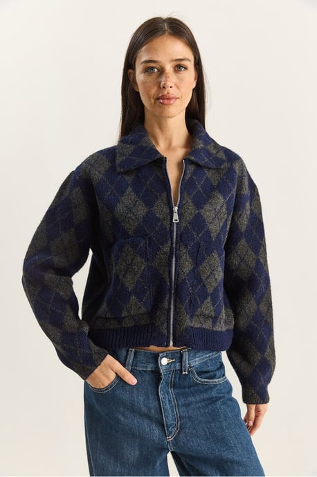 Dikke Jacquard Gebreide Cardigan met Rits - Image 2