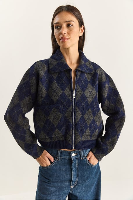 Dikke Jacquard Gebreide Cardigan met Rits - Image 5