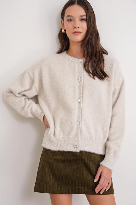 Oversized Jacquard Knopen Cardigan - Image 1