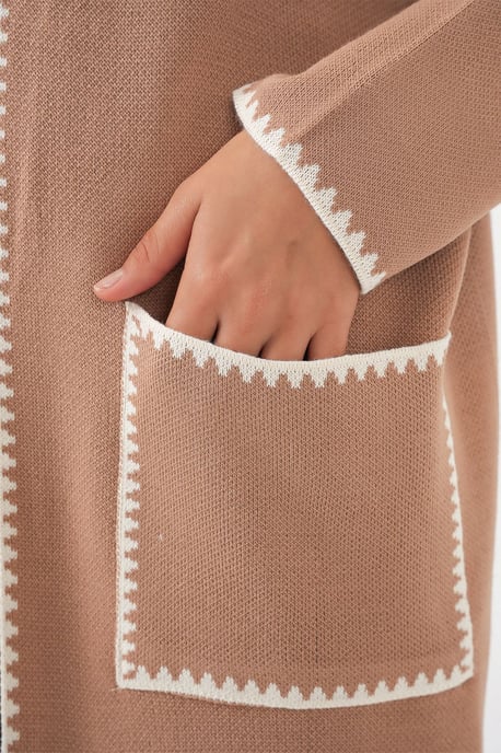 Long Knit Cardigan with Stitch Detail - Image 6