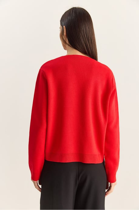 Geknoopte Gebreide V-hals Cardigan - Image 6