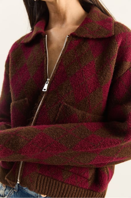 Dikke Jacquard Gebreide Cardigan met Rits - Image 6