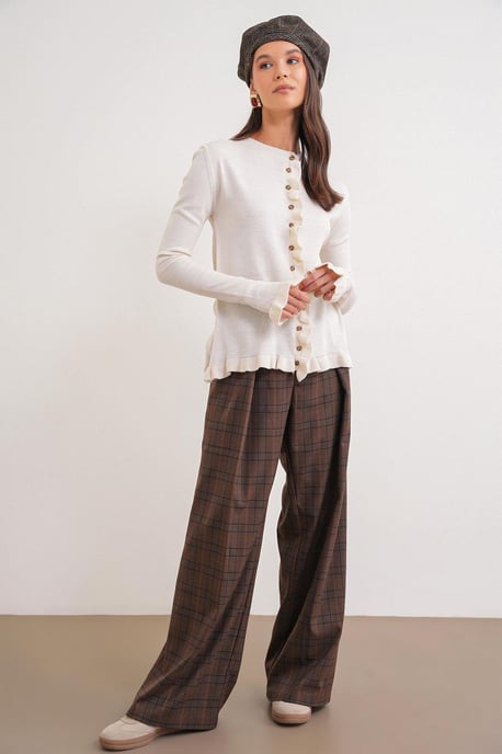 Volangribbad stickad cardigan - Image 2