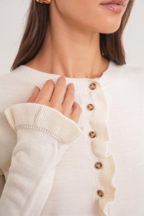 Volangribbad stickad cardigan - Image 5