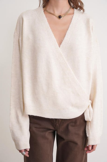 Ruggad V-ringad Cardigan med Knut framtill - Image 4