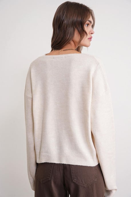 Ruggad V-ringad Cardigan med Knut framtill - Image 6