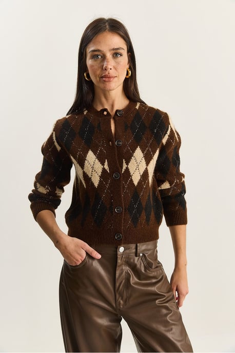 Dikke Jacquard Gebreide Vest met Knopen Sluiting - Image 2