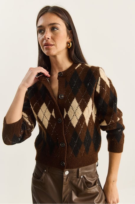 Dikke Jacquard Gebreide Vest met Knopen Sluiting - Image 4