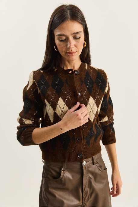 Dikke Jacquard Gebreide Vest met Knopen Sluiting - Image 5