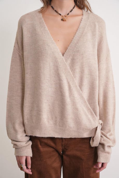Geribde V-hals Strik-Voorkant Cardigan - Image 5