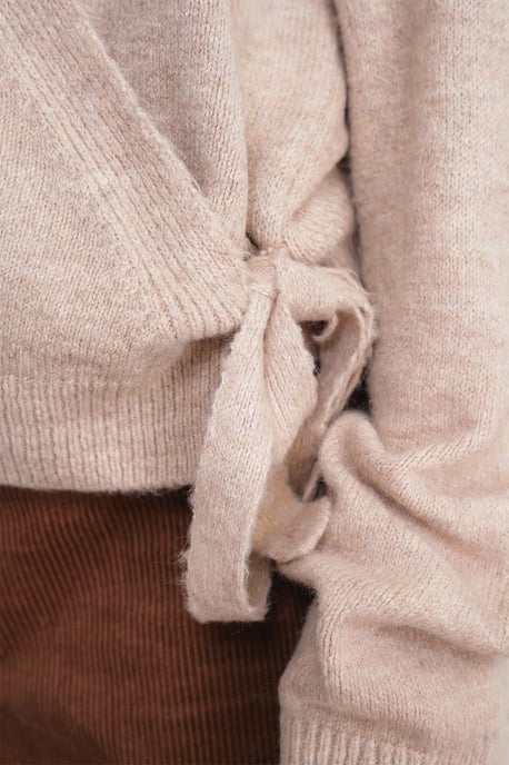 Geribde V-hals Strik-Voorkant Cardigan - Image 6