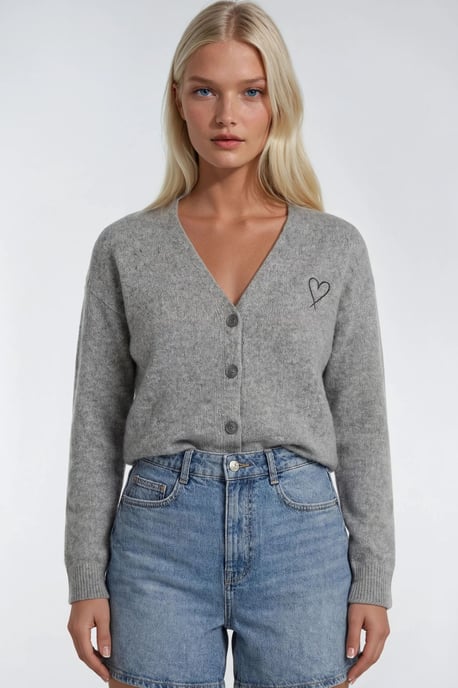 Oversized Knit Cardigan with Heart Detail - Image 2