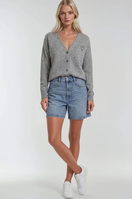 Oversized Knit Cardigan with Heart Detail - Image 4
