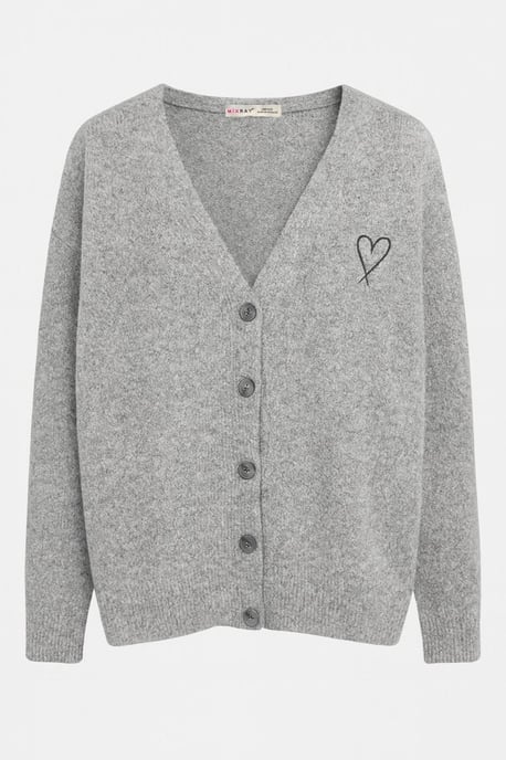 Oversized Knit Cardigan with Heart Detail - Image 5