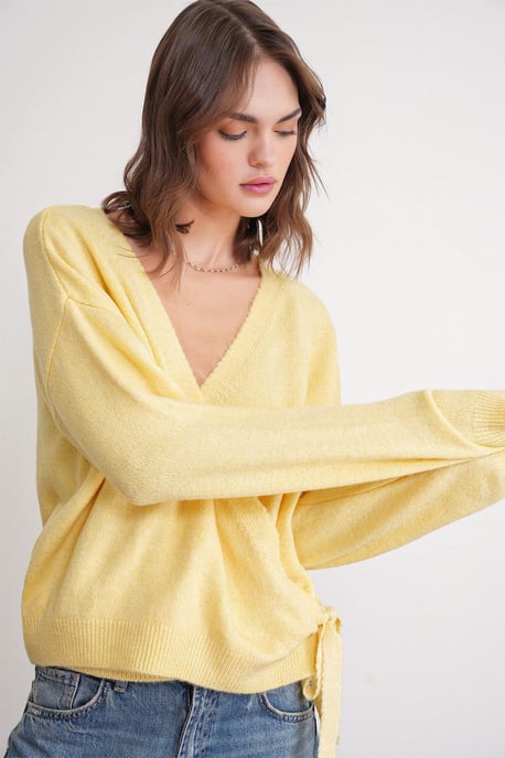 Geribde V-hals Strik-Voorkant Cardigan - Image 3
