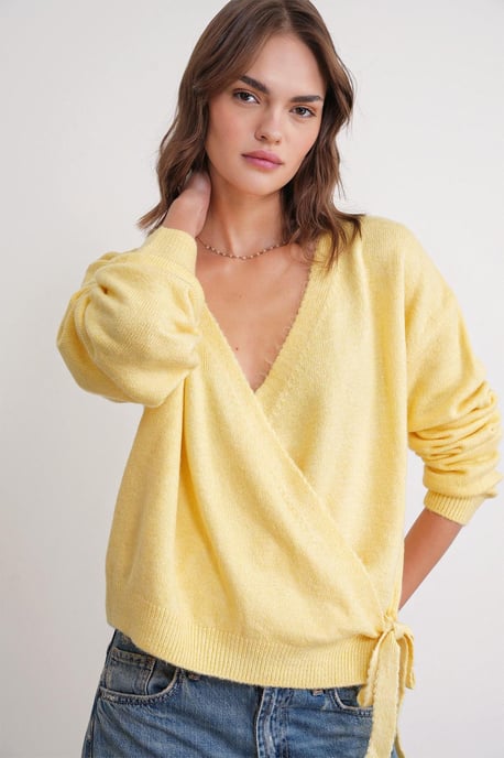 Geribde V-hals Strik-Voorkant Cardigan - Image 4