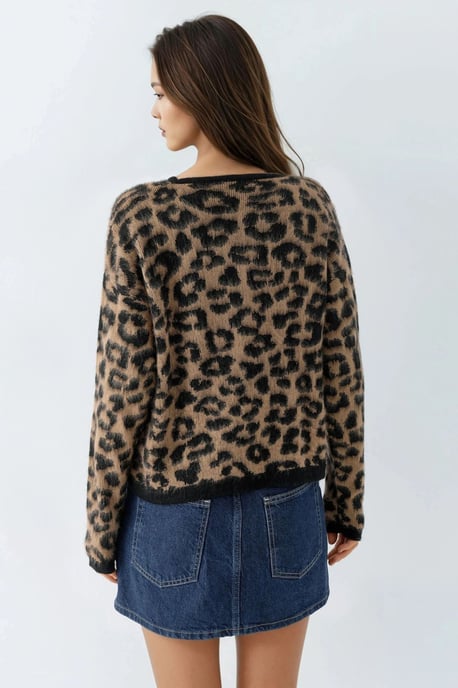 Leopard Print Button-Up Cardigan - Image 2