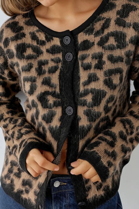 Leopard Print Button-Up Cardigan - Image 5