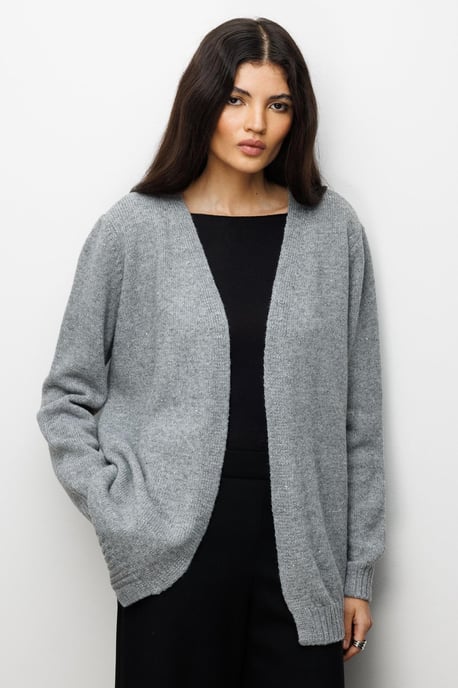 Överdimensionerad ribbad stickad cardigan - Image 3
