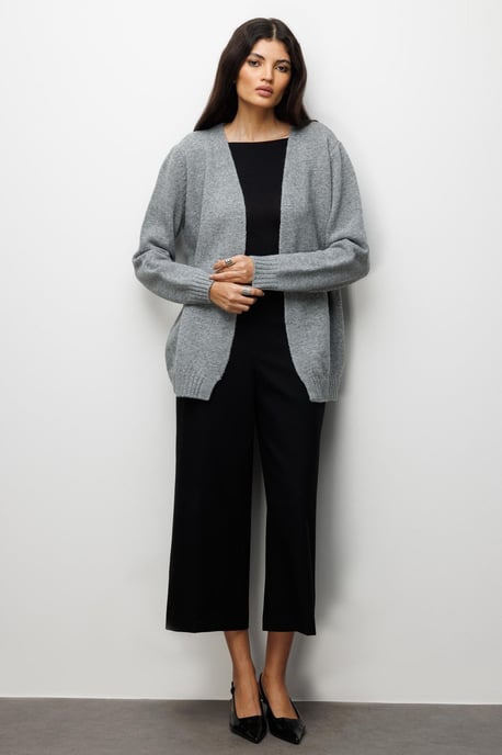 Överdimensionerad ribbad stickad cardigan - Image 4