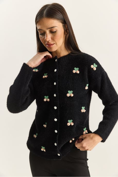 Broderad Knappad Cardigan - Image 3
