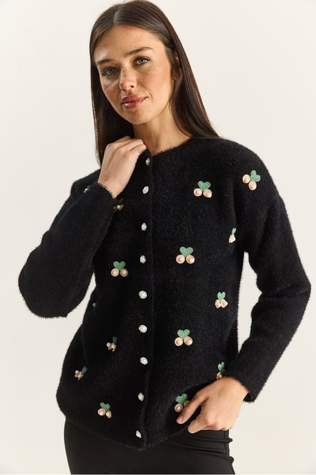 Broderad Knappad Cardigan - Image 4