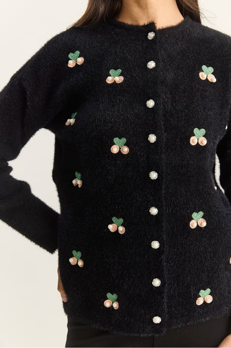 Broderad Knappad Cardigan - Image 5
