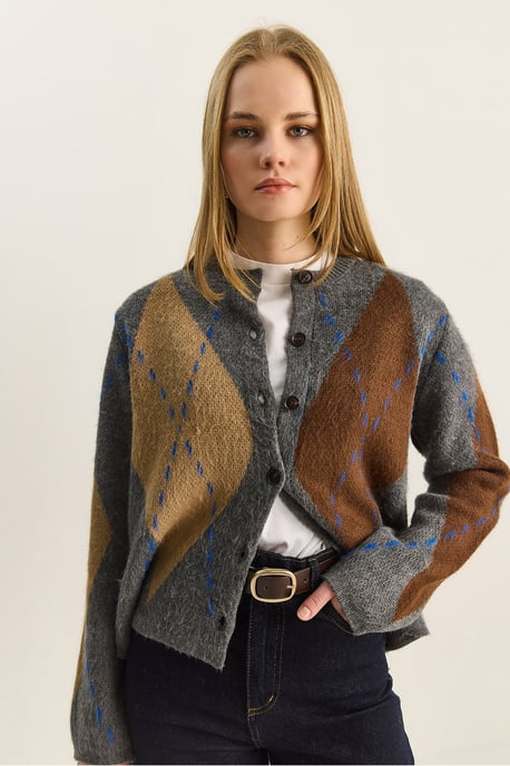 Argyle Patroon Ronde Hals Vest - Image 2