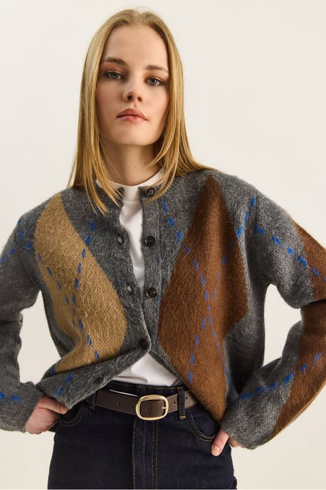 Argyle Patroon Ronde Hals Vest - Image 4