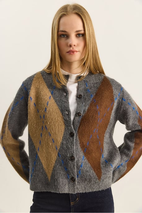 Argyle Patroon Ronde Hals Vest - Image 5