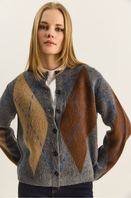 Argyle Patroon Ronde Hals Vest - Image 6