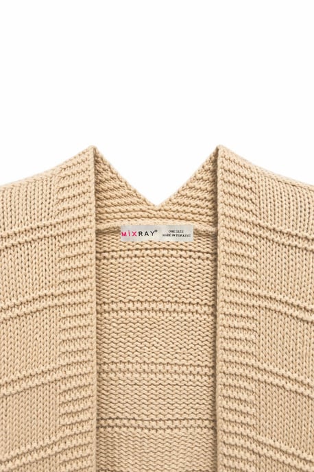 V-ringad ribbad stickad cardigan - Image 2