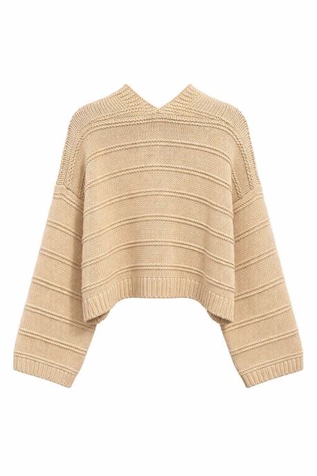 V-ringad ribbad stickad cardigan - Image 4