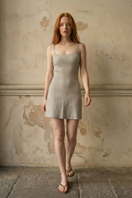 Geribbelde Bodycon Mini-Jurk met vierkante Hals - Image 3