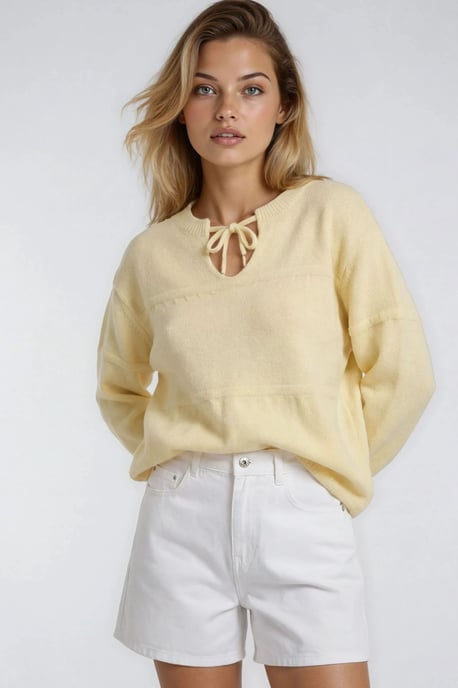 Tie-Detail Loose Knit Sweater - Image 1