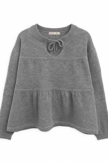 Tie-Detail Loose Knit Sweater - Image 1
