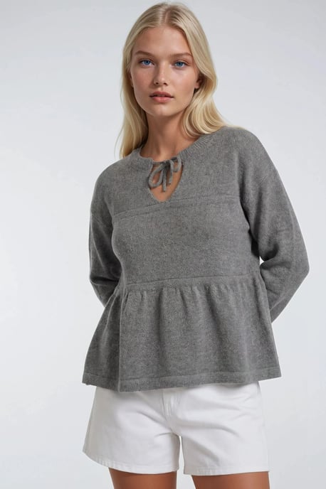 Tie-Detail Loose Knit Sweater - Image 2